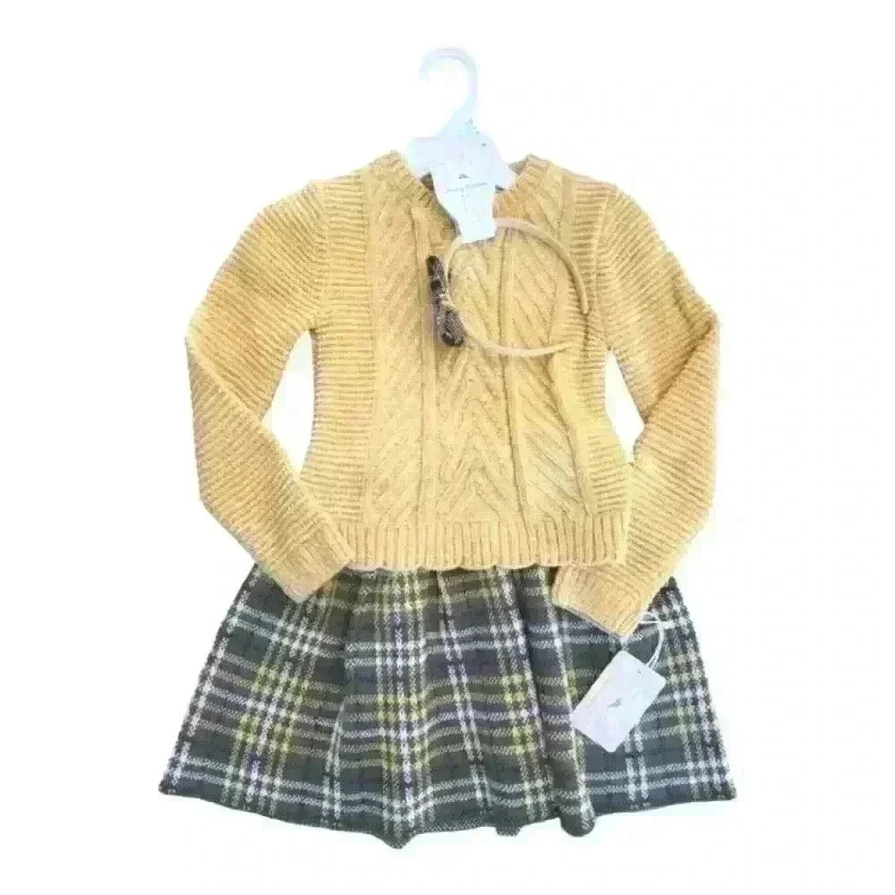 Tommy Bahamas Girl Chenille Sweater With‎ Plaid Skirt & Headband Nwts Size 5/6.